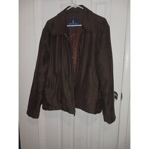 London Fog Men's Brown suede like jacket Quilt Lined‎ Zipper Works Size Large